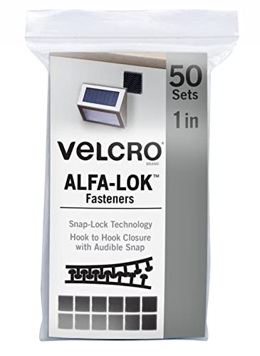 Velcro VEL-30642-USA_P mit Schnappverschluss-Technologie | Starker, robuster Halt für den Innen- und Außenbereich | Semi-permanente Montage, schwarz, 7,6 x 2,5 cm – 2 Sets, 1 inch Squares, 50 Sets, 1 von VELCRO Brand