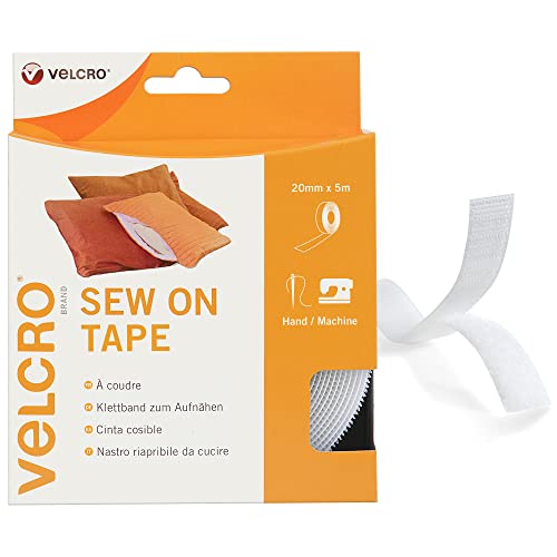 Velcro VEL-EC60292 Sew on Tape weiß-Klettband zum Aufnähen Haft und Flauschteil (BxL) 5 Meter weiβ, 20mm x 5m von VELCRO Brand