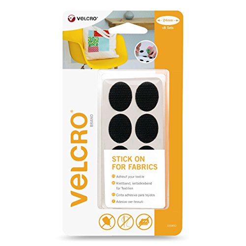 Velcro VEL-EC60413 Brand Stick On für Textilien-Oval 24mm x 8 Sets schwarz, 24mm x 8cm von VELCRO Brand