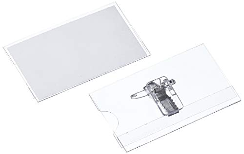 VELOFLEX 2015000 - Namensschild Velocard 75 x 40 mm, mit Clip und Nadel, 25er Packung, transparent von VELOFLEX