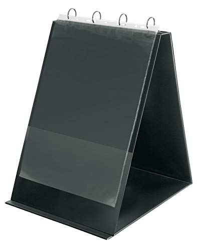 VELOFLEX 4133280 - Tisch-Flipchart DIN A3 Hochformat, inkl. Klarsichthüllen, aus PVC, Tischaufsteller Präsentation, Flipchart schwarz, Aufstellringbuch von VELOFLEX