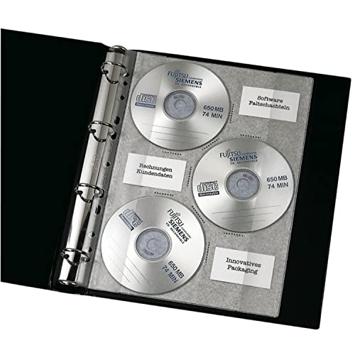 VELOFLEX 4359000 - CD-Hülle DBGM, 10er Packung DIN A4 für 3 CDs, mit Verschlussklappe glasklar von VELOFLEX