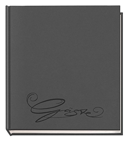 VELOFLEX 5420082 - Gästebuch Classic mit Prägung Gäste, 144 Seiten Weißes Blanko Papier, 205 x 240 mm, grau, Dunkelgrau von VELOFLEX