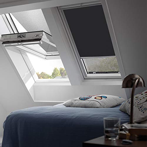 Orignal VELUX Verdunkelungsrollo DKL CK06 3009S / Bedienart : Manuell / Farbe : Uni Schwarz / Fenstergröße : CK06 / Fenstertypen : GGU, GGL, GPU, GPL, GTU, GTL, GXU, GXL von VELUX