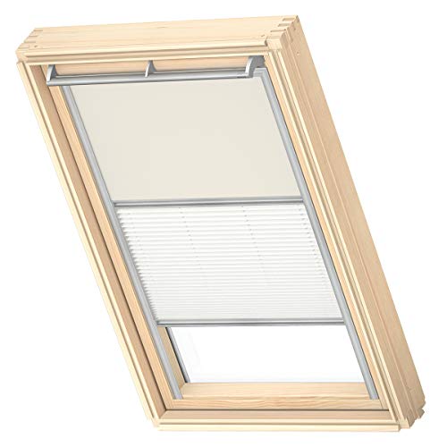 VELUX Original Dachfenster Duo Verdunkelungsrollo für MK04, Hellbeige, mit Grauer Führungsschiene von VELUX