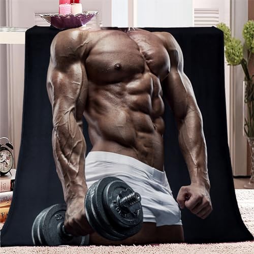 Bodybuilder-Muster Flauschig Weich Kuscheldecken 180x200cm, Herbst Winter Warme Flanelldecke für Bett und Couch, Drucken Flanelldecke als Sofadecke Wohndecke oder Tagesdecke von VENESS