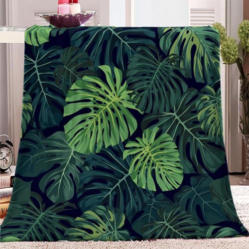 Flauschige Kuscheldecke Couch Decke XL 100x130cm GrüN-Monstera-Druck Fleecedecke, Warmer Tagesdecke - Leichte Ganzjahresdecke, Decken für Sofa Bett, Weiche Decke Für Kinder und Erwachsene von VENESS