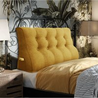 Vercart - Keil-Lesekissen, dreieckig, Bettstütze, Rückenlehne, Kopfteil, Rückenstütze, dekoratives Kissen, gelbe Leinenmischung, 120 x 25 x 55 cm von VERCART