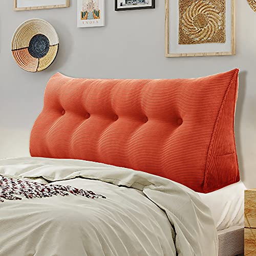 VERCART Multifunktional Bett Kopfteil Gepolstert, Dekorativ Kopfteil für Bett, Ergonomie Rückenlehne Wandkissen, Tragbar Kopfstütze Wandschutz Bett, mit Abnehmbarem Bezug Kordsamt 180cm Rostige Orange von vercart