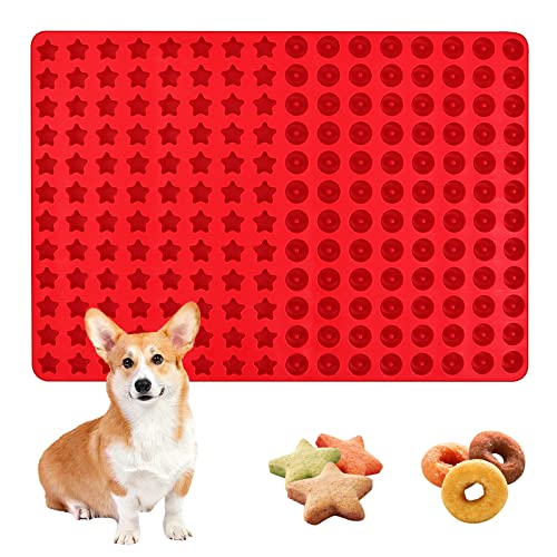 192 Löcher Silikon Backmatte, Mini-Donut-Silikonform, Antihaft-Hunde-Silikonformen, Backmatte Hundekekse, Pentagramm Silikonmatte Backform zur Herstellung von Hundekekse und Hundeleckerlies DIY von VEUWOLM