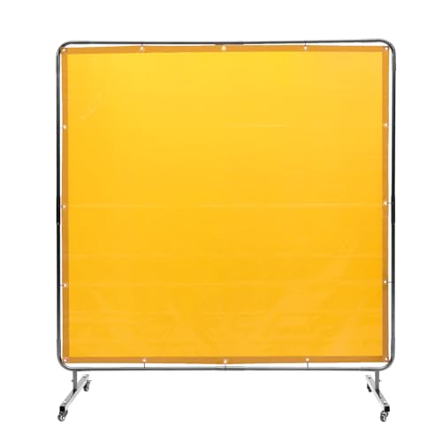 VEVOR Schweißvorhang 1,8 x 1,8 m Schweißschutzvorhang aus Flammhemmendem Vinyl Schweißschutzwand mit 4 Schwenkrädern und einem 6-stufigen UV-Schutz Schweißerdecke Schweißschutz Gelb von VEVOR