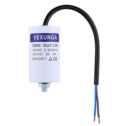 VEXUNGA 10µF 450V Motorkondensator Anlaufkondensator Kondensator 10uF 10 uF 450 Volt 40x70MM CBB60 kondensatoren Kabel M8 für Elektromotor von VEXUNGA