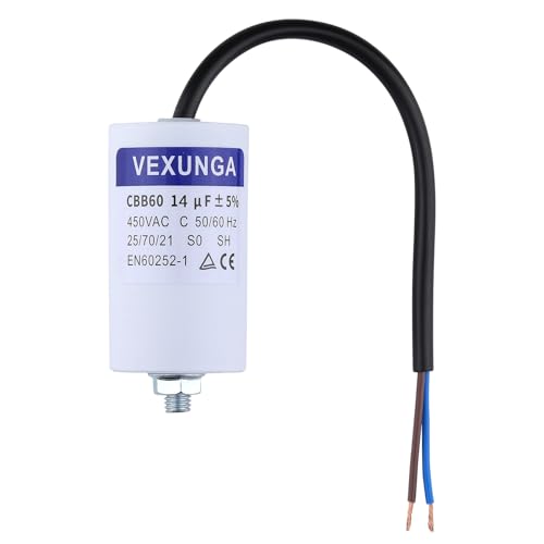 VEXUNGA 14uF 450V Anlaufkondensator CBB60 Kondensator 14µF 450 Volt Motorkondensator 40x70MM Kondensatoren Kabel M8 für Elektromotor von VEXUNGA