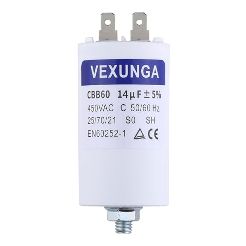 VEXUNGA 14uF 450V Anlaufkondensator CBB60 Kondensator 14µF 450 Volt Motorkondensator Kondensatoren 40x70MM Stecker M8 50/60Hz für Elektromotor von VEXUNGA