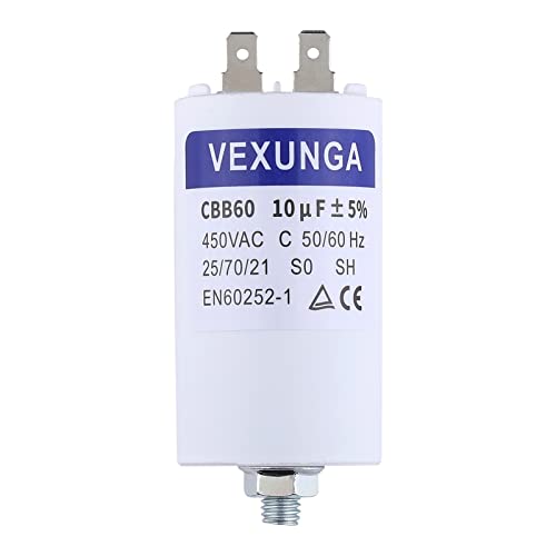 VEXUNGA Motorkondensator Anlaufkondensator 10µF 450V Kondensator 10uF 10 uF 450 Volt 40x70MM CBB60 kondensatoren Stecker M8 für Elektromotor von VEXUNGA