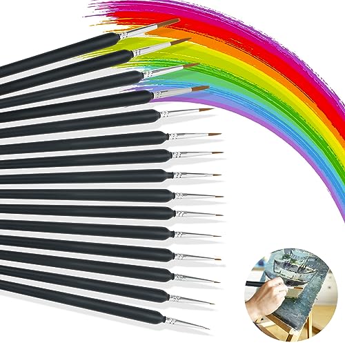 VFANDV Feine Pinsel, 15 Stück Feine Pinsel Set Pinselset Acrylfarben Pinselset-Malen für Aquarell Klein Dünne Pinselset Acrylfarben für Aquarelle Anfänger Gemälde Liebhaber Gesichtsbemalung Malpinsel von VFANDV