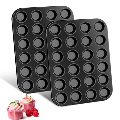 VFANDV Muffinform für 24 Muffins, 2er-Pack Muffin Backblech Antihaftbeschichtet Backform Karbonstahl Muffinblech Muffinform Blech Mini Muffins Backform für Cupcakes Kuchen (37 x 27 cm) von VFANDV