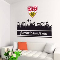 Fußball Wandtattoo Vfb Stuttgart Fans Furchtlos und Treu Schriftzug Wappen 1893 Wandbild selbstklebend 40x20cm - schwarz von VfB Stuttgart