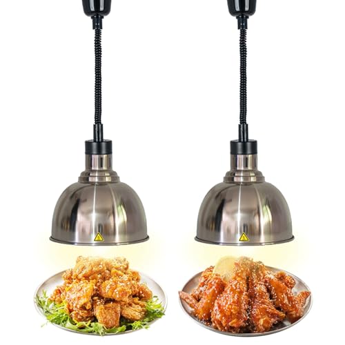 VFDZ Wärmelampe Küche, Einziehbares Wärmelampe für Speisen, Hängende Wärmelampe für Lebensmittel, Speisenwärmer Lampe mit Glühbirne für Buffet Essen Warmhalten(Color:B,Size:2pcs) von VFDZ
