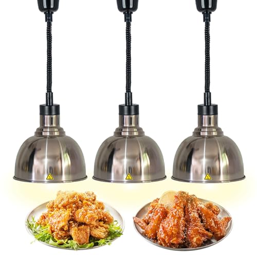 VFDZ Wärmelampe Küche, Einziehbares Wärmelampe für Speisen, Hängende Wärmelampe für Lebensmittel, Speisenwärmer Lampe mit Glühbirne für Buffet Essen Warmhalten(Color:B,Size:3pcs) von VFDZ