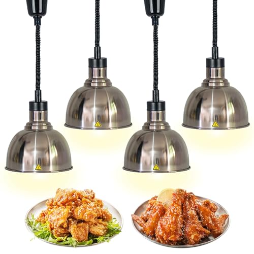 VFDZ Wärmelampe Küche, Einziehbares Wärmelampe für Speisen, Hängende Wärmelampe für Lebensmittel, Speisenwärmer Lampe mit Glühbirne für Buffet Essen Warmhalten(Color:B,Size:4pcs) von VFDZ