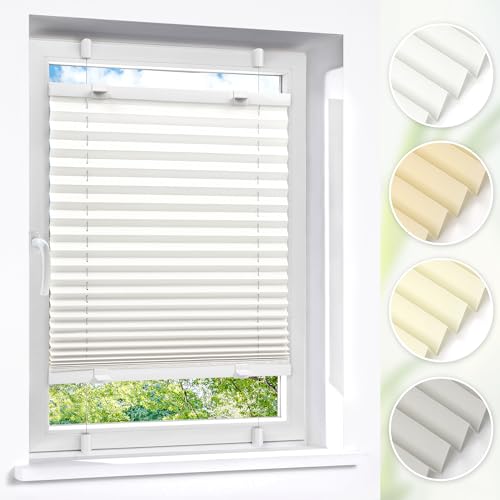 Victoria M. Easyfix Plissee Faltrollo ohne Bohren Plisseeanlage Klemmfix mit Klemmträger für Fenster und Türen, Größe: 75 x 150 cm, Farbe: Weiss von Victoria M.