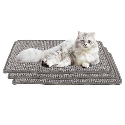 VIDETOL 3 Stück Kratzbretter Katze, 50 x 25 cm Kratzmatte Katze Wand, Grau Kratzteppich Katze für Schützt Teppiche, Böden und Sofas von VIDETOL