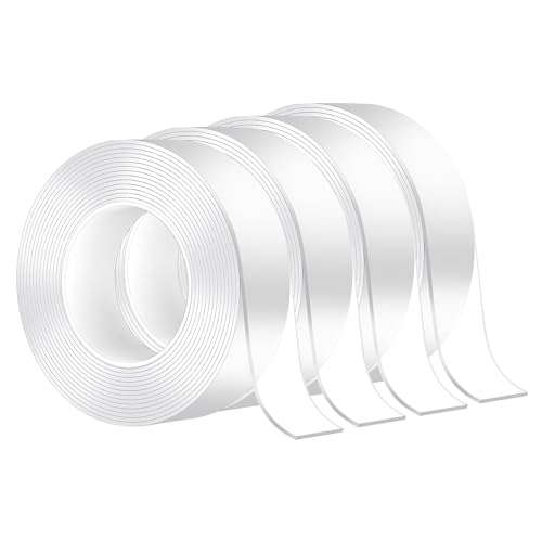 VIDETOL 4 Rollen Doppelseitiges Klebeband Extra Stark, 12m Nano Double Sided Tape, Abnehmbar Spurlos Klebeband Doppelseitig Dünn für Teppich, Poster, Wanddekoration von VIDETOL