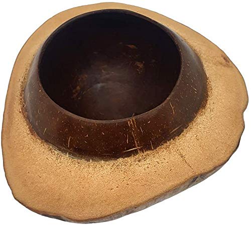 VIE Natürliche Runde Kokosnuss Schüssel mit Outer Shell, 22-25 cm Außendurchmesser von ViE
