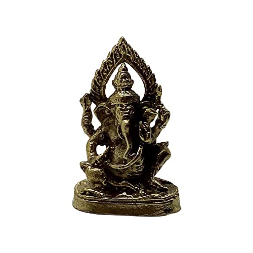 VIE Naturals Miniatur-Figuren aus Messing, Ganesh, sitzend, hält Platte, Mehrfarbig, Einheitsgröße von ViE
