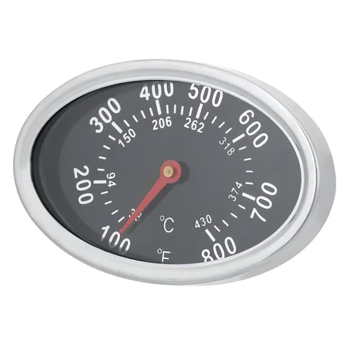 Grillthermometer mit Zifferblatt aus Edelstahl, Zifferblatt 74 mm, Grillthermometer für Smoker, Temperaturanzeige 38 °C bis 430 °C, für Grill von VIFERR