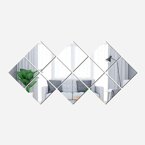 VIGOEXPRESS Multifunktionaler Klebespiegel | Spiegel zum Kleben | Wanddekoration | Wandspiegel | DIY-Mosaikspiegel | 3D-Spiegelfliesen | 32 Stück | Einfache Anbringung | WALLGEM von VIGOEXPRESS