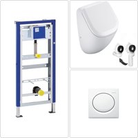 Derby Urinal spülrandlos mit SoftClose Deckel, geberit Vorwandgestell & Betätigungsplatte, weiß - Vigour von VIGOUR