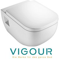 Vigour - derby Wand wc kompakt 48 cm mit sichtbarer Befestigung und SoftClose WC-Sitz, weiß von VIGOUR