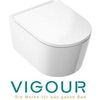White Wand wc PowerFlush spülrandlos mit SoftClose TakeOff WC-Sitz, weiß - Vigour von VIGOUR