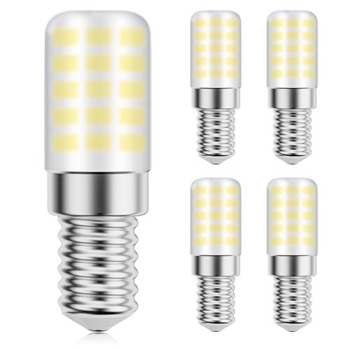 VIIVUU Kühlschranklampe LED E14,Kaltweiß Lampe 6000K 3W Ersatz Halogenlampen 25W Lampen,280LM Kühlschrank Leuchtmittel,230V AC Glühbirne,Nicht Dimmbar,360° Abstrahlwinke für Nähmaschine 4 Stück von VIIVUU