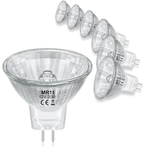 VIIVUU MR11 12V 20W Halogenlampen,GU4 20W Halogenstrahler 2700K Warmweiß Halogen Leuchtmittel, Reflektor Dimmbar 300LM für Deckenbeleuchtung,Dunstabzugshaube, Strahler,Bad 6 Stück von VIIVUU