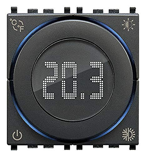 VIMAR 02973 Smart Thermostat WiFi mit Drehregler und Relaisausgang, Bluetooth, Heizung und Kühlung in ON/OFF- und PID-Regelung, LED-Hintergrundbeleuchtung, zu ergänzen mit Abdeckrahmen Vimar, Grau von VIMAR