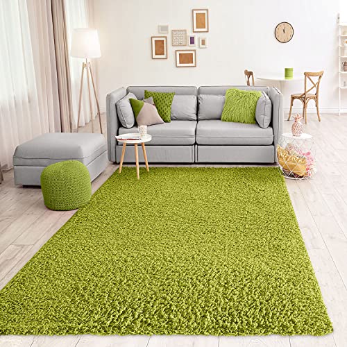 VIMODA Teppich Prime Shaggy Hochflor Langflor Einfarbig Modern Grün für Wohnzimmer, Schlafzimmer, küche, Maße:80x150 cm von VIMODA