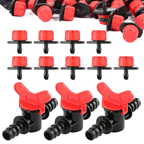 VINFUTUR 100pcs Bewässerung Tropfer Sprinkler Micro Tropfer + 12pcs Absperrventil Verstellbare Steuerventil Bewässerungssystem Tropfbewässerung von VINFUTUR