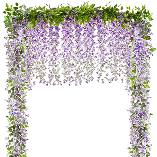 VINFUTUR 2×200cm Kunstblumen Wisteria Künstliche Glyziniengirlande Künstliche Wisteria Künstliche Blumengirlande Blauregen für Hochzeit Party Home Gartendeko von VINFUTUR