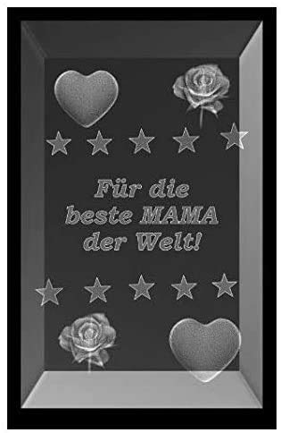 VIP-LASER 3D Glas Kristall Quader XL mit Text Für die Beste Mama der Welt (mit 5 LED Leuchtsockel Schwarz) von VIP-LASER