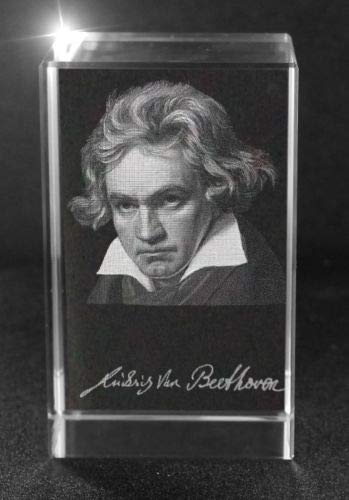 VIP-LASER 3D Glaskristall Quader XL 3D Autogramm Ludwig Van Beethoven von VIP-LASER