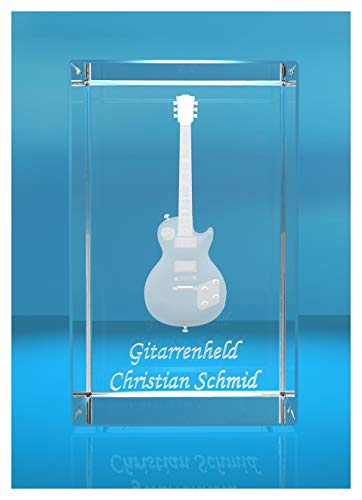 VIP-LASER 3D Glasquader | Gitarre No. 1 mit Wunschnamen | Geschenk für Gitarrist | Musiker | Bandmitglied | E-Gitarre von VIP-LASER