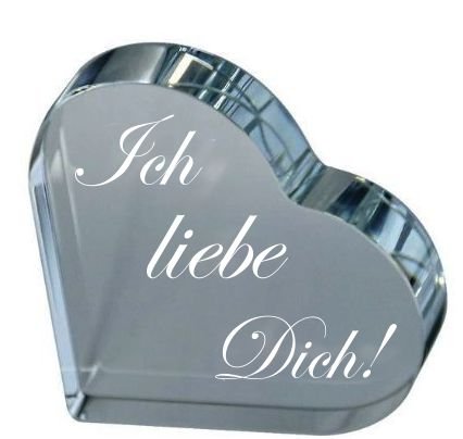 VIP-LASER Glasherz mit Text Ich Liebe Dich! (XL =80x80x19mm) von VIP-LASER