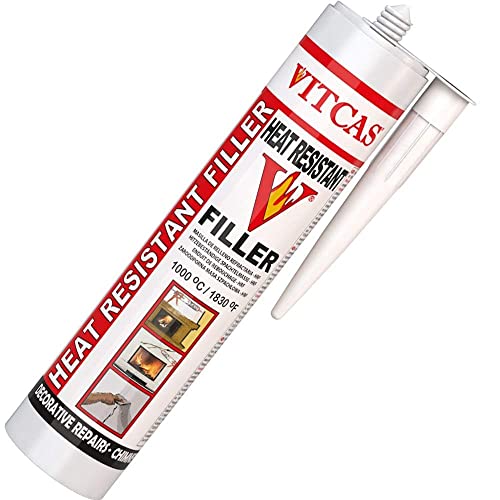 VITCAS Hitzebeständige Spachtelmasse - fertig gemischtes Material - strapazierfähig - Fugen Zementplatten - dekorative Reparaturen - bis +1000°C - 310ml von VITCAS