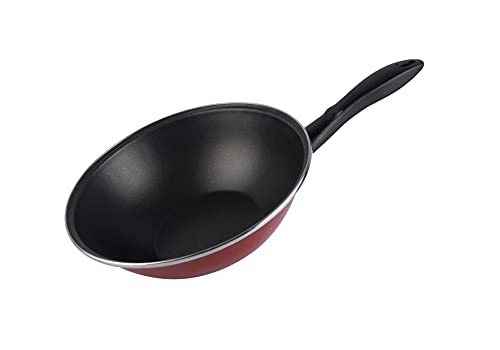 VITRINOR AUTHENTIC Burgunder Wok 28 Ø-Authentic Antihaftbeschichtung zweischichtig, verstärkter Boden, 100% Full Induction. Außen Burgund, 50% Energieeinsparung, 3,7 l, Stahl von VITRINOR