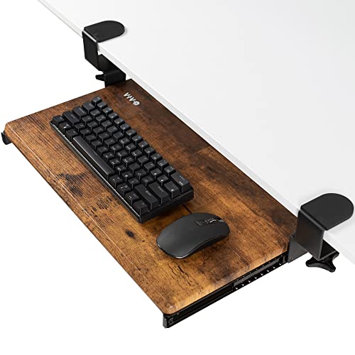 VIVO Kleine Tastaturablage, ausziehbar unter dem Schreibtisch, mit extra stabilem C-Klemmbefestigungssystem, 50,8 cm (26 mit Klemmen) x 27,9 cm ausziehbare Plattformschublade, rustikale Vintage-braune von VIVO