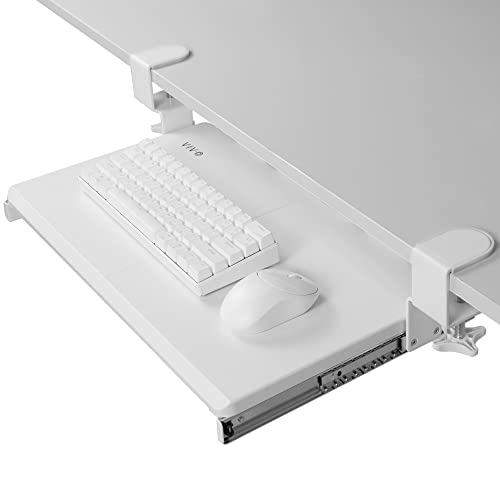 VIVO MOUNT-KB05ES-W Kleine Tastaturablage, ausziehbar unter dem Schreibtisch, mit extra stabilem C-Klemmbefestigungssystem, 50,8 cm (26 inkl. Klemmen) x 27,9 cm ausziehbare Computerplattformschublade, von VIVO