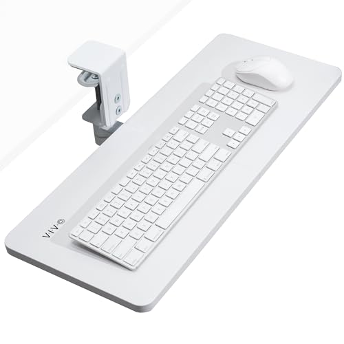 VIVO Klemmbare drehbare Computertastatur und Mausablage, schwenkbare 63,5 x 25,4 cm Plattform mit extra stabiler Einzeltischklemme, ergonomisches Tippen, weiß, MOUNT-KB01CW von VIVO